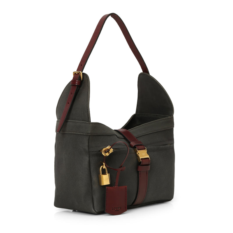 Loewe canvas leather trimmed shoulder bag one size sale