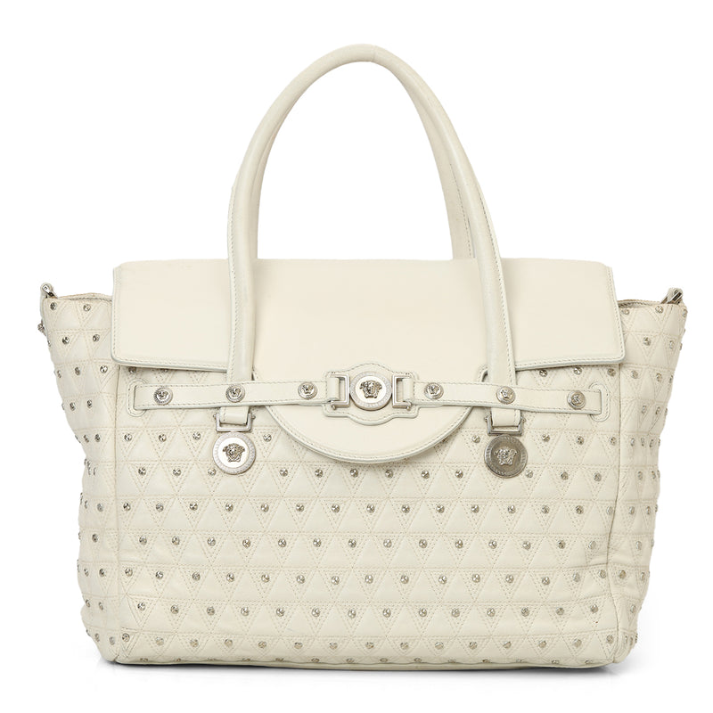 Pre-loved Versace Nappa Trapuntata Triangle Quilted Studded Bag One Size
