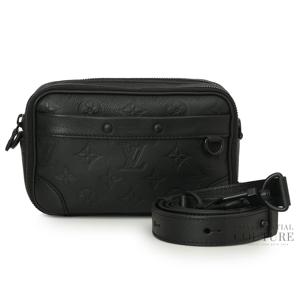 Alpha Wearable Wallet Monogram Shadow Leather Black Crossbody