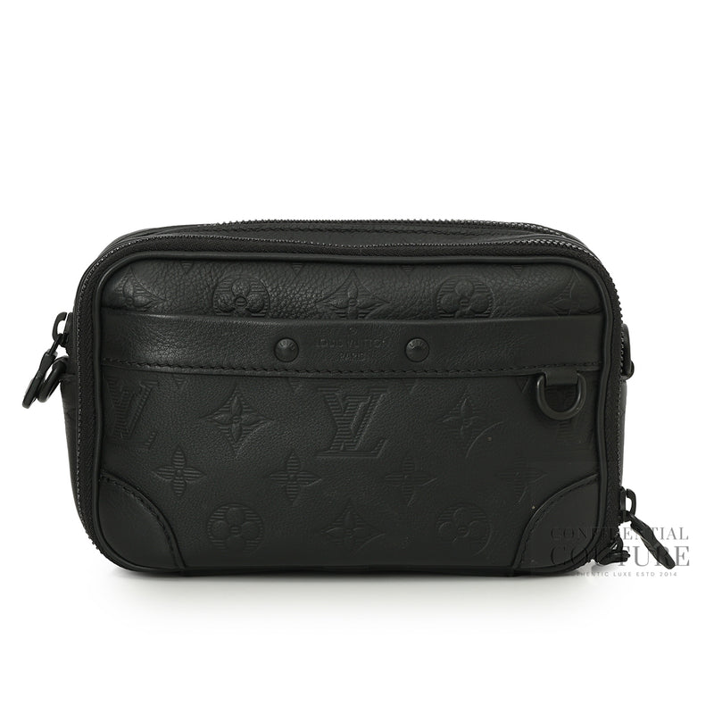 Women louis vuitton alpha wearable wallet monogram shadow leather black crossbody