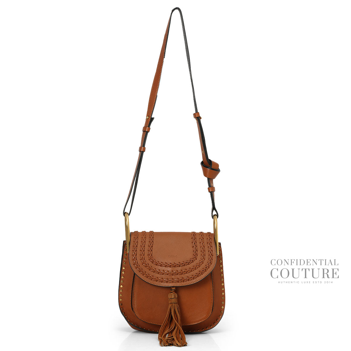 Tan Leather Braided Hudson Small Crossbody Bag