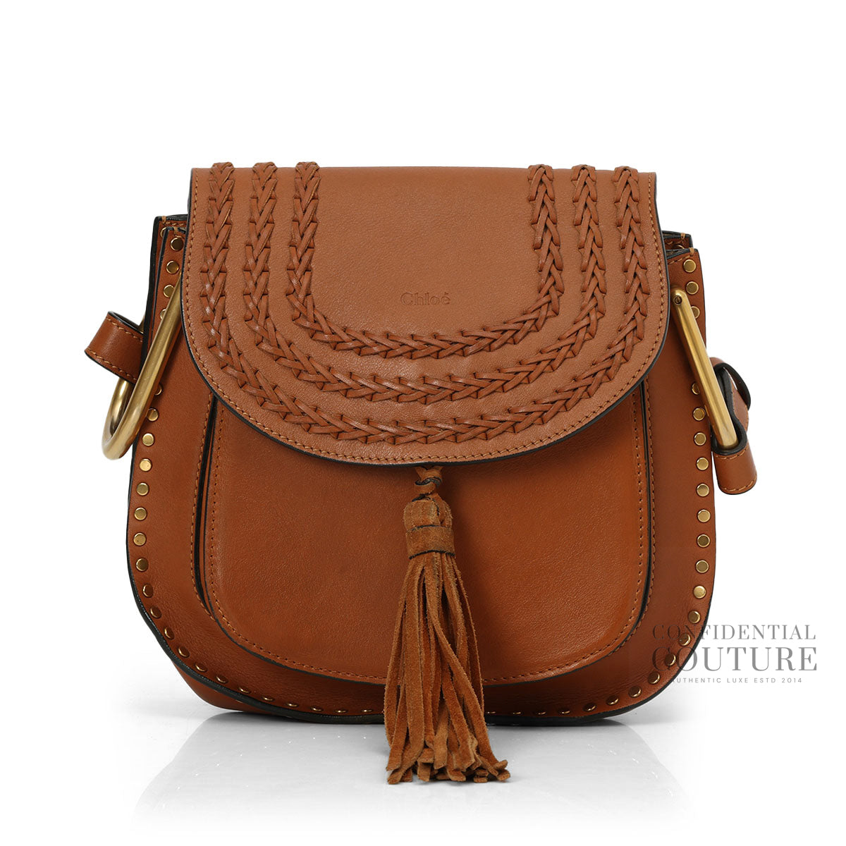 Tan Leather Braided Hudson Small Crossbody Bag