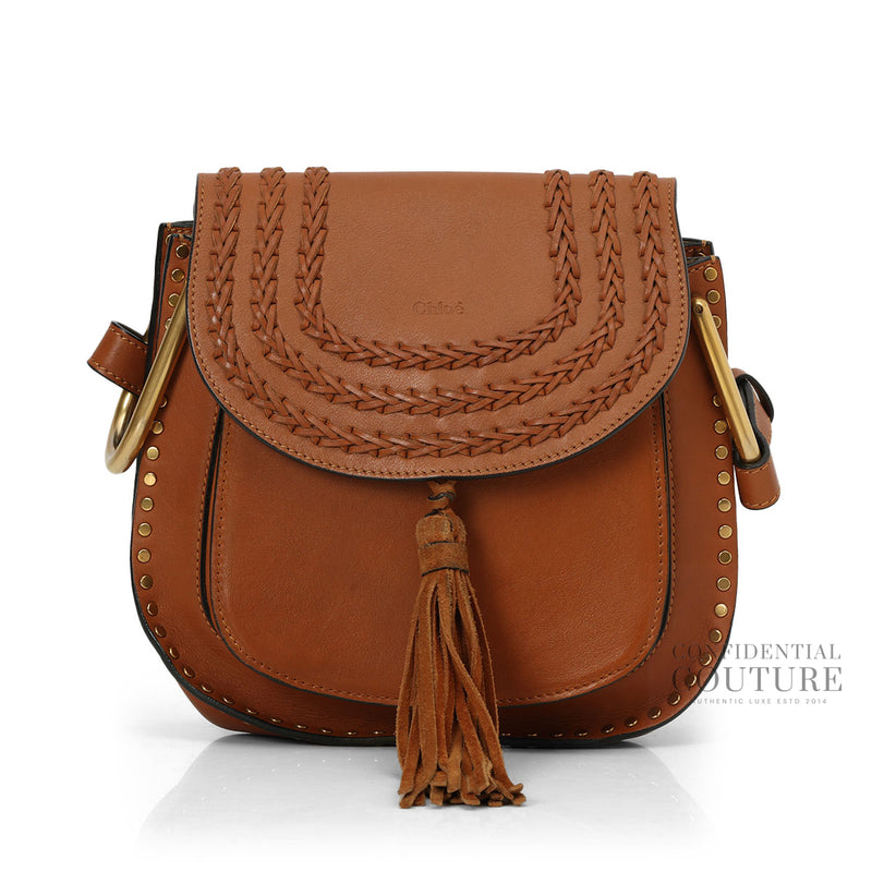 Tan Leather Braided Hudson Small Crossbody Bag