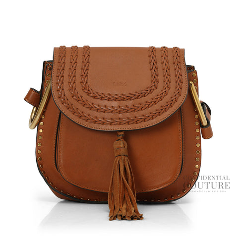Tan Leather Braided Hudson Small Crossbody Bag