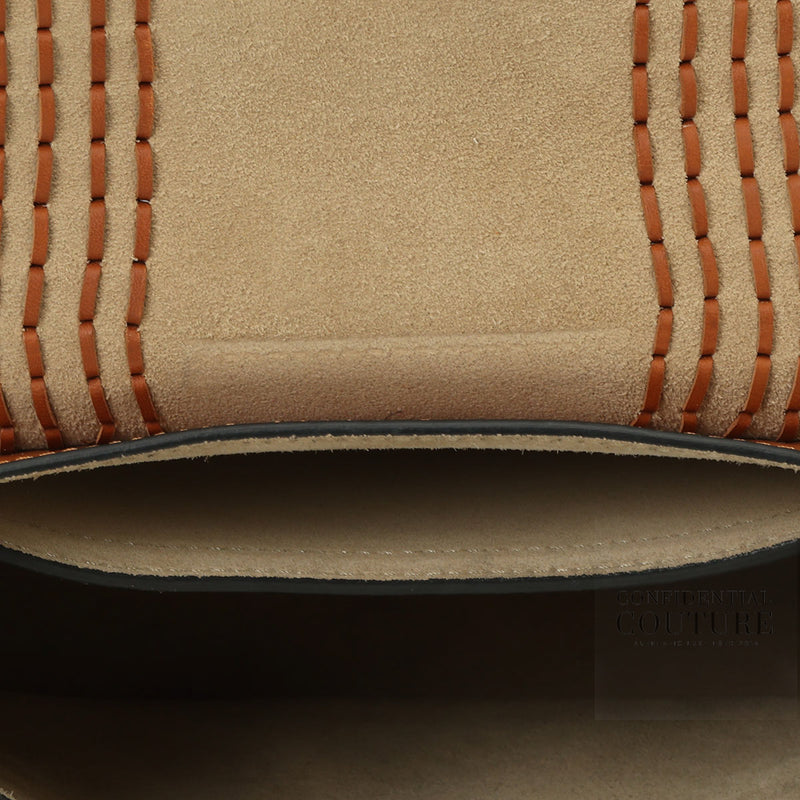 Tan Leather Braided Hudson Small Crossbody Bag
