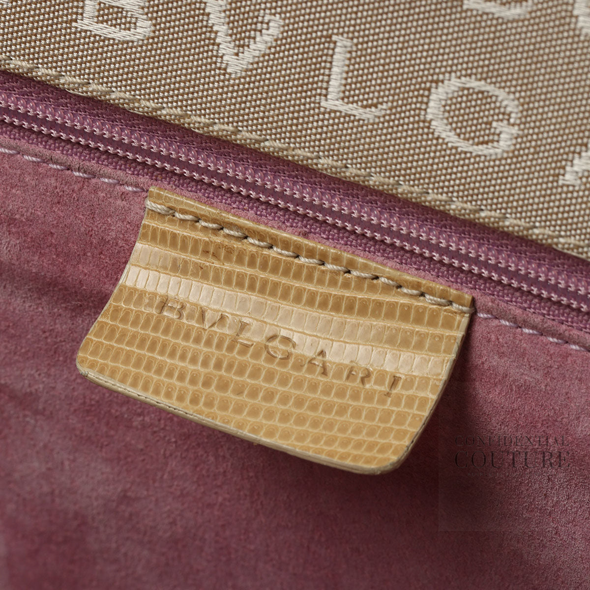 Beige Canvas Monogram Frame Shoulder Bag