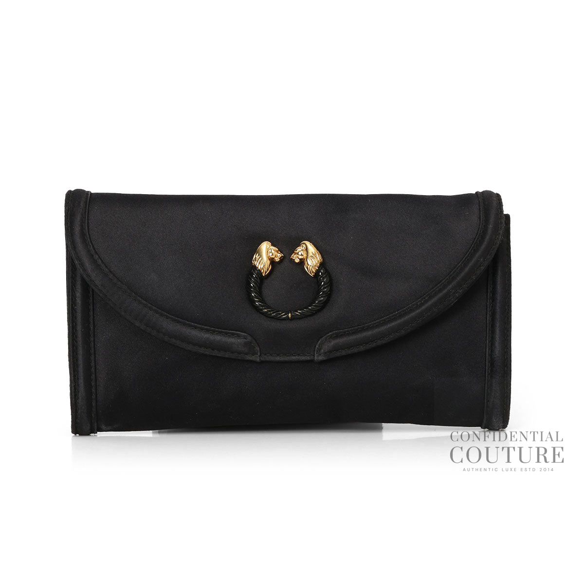 Black Satin Leoni Clutch