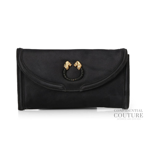 Black Satin Leoni Clutch