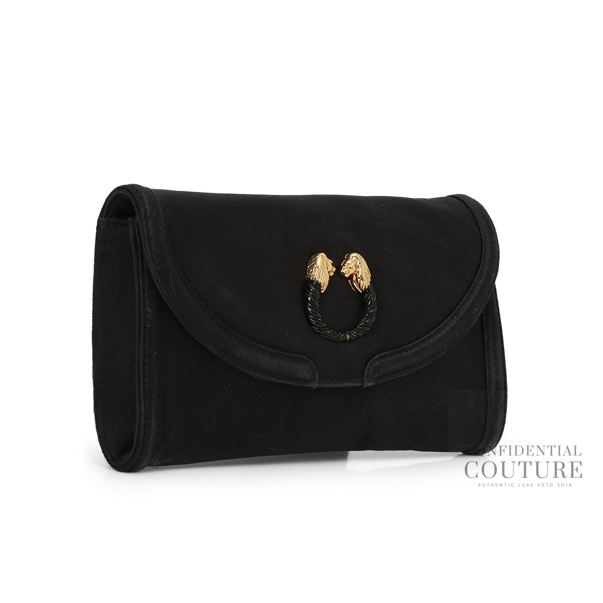 Black Satin Leoni Clutch