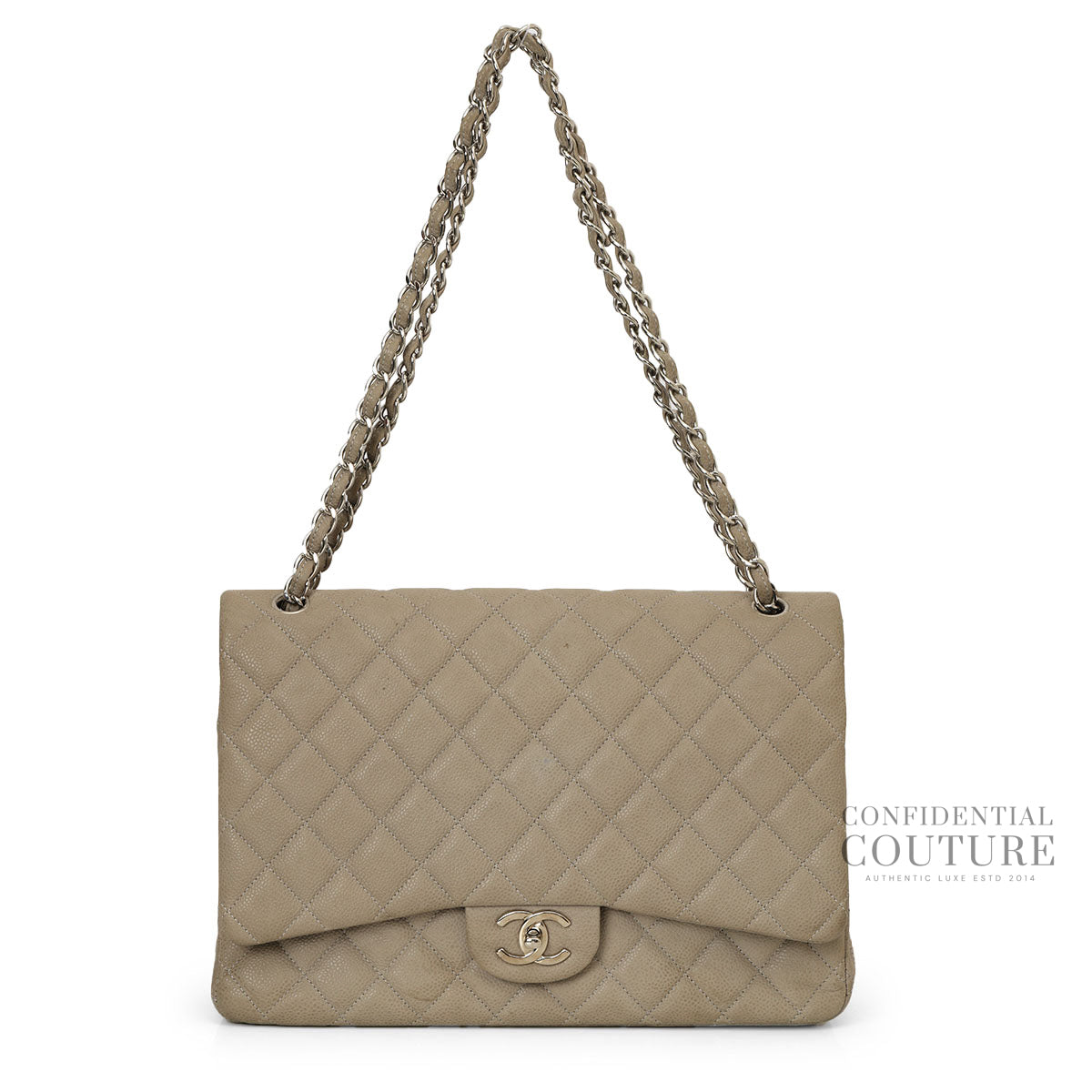 Grey Classic Maxi Double Flap Bag