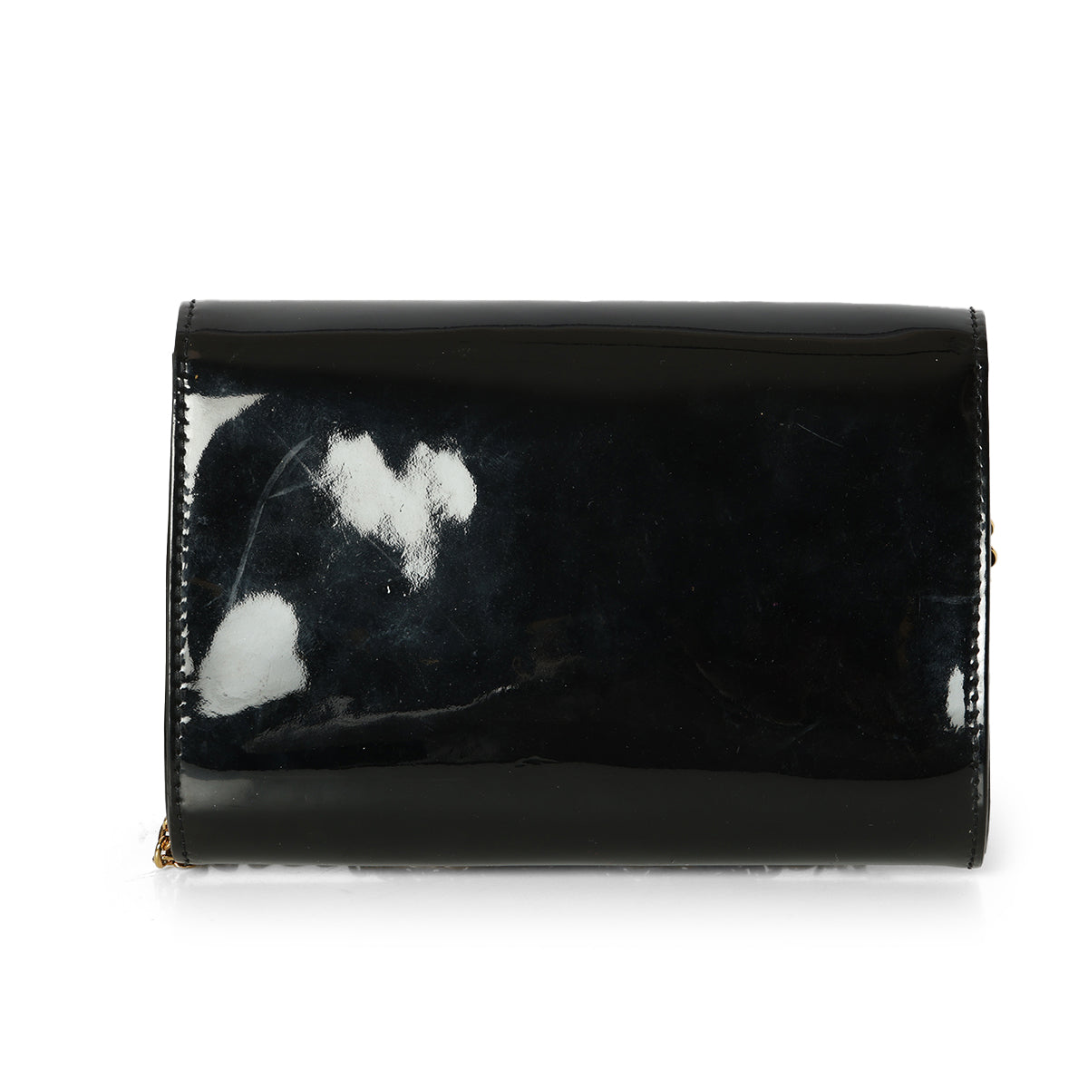 Black Patent Leather Chain Louise PM Bag