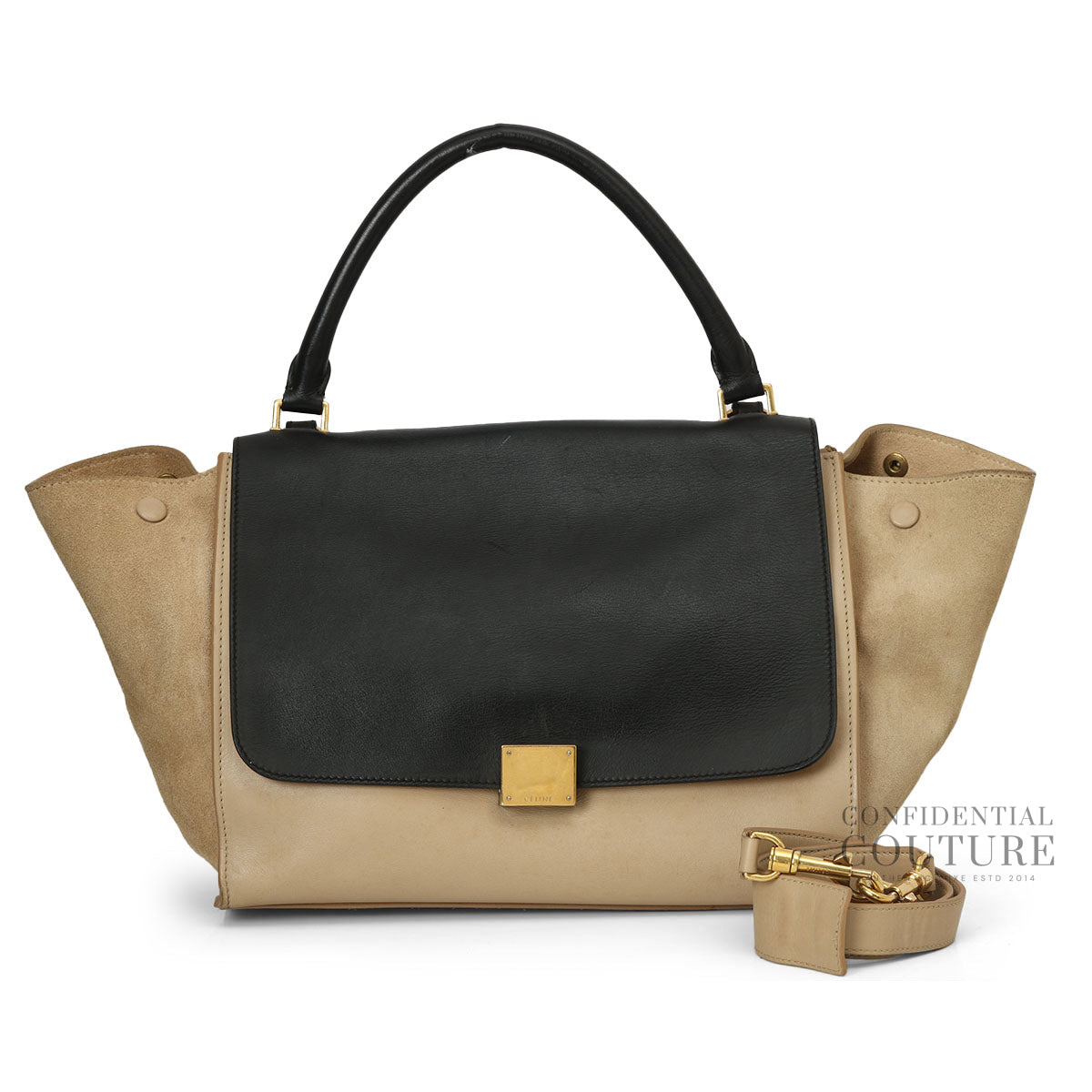Beige/Black Medium Trapeze Bag