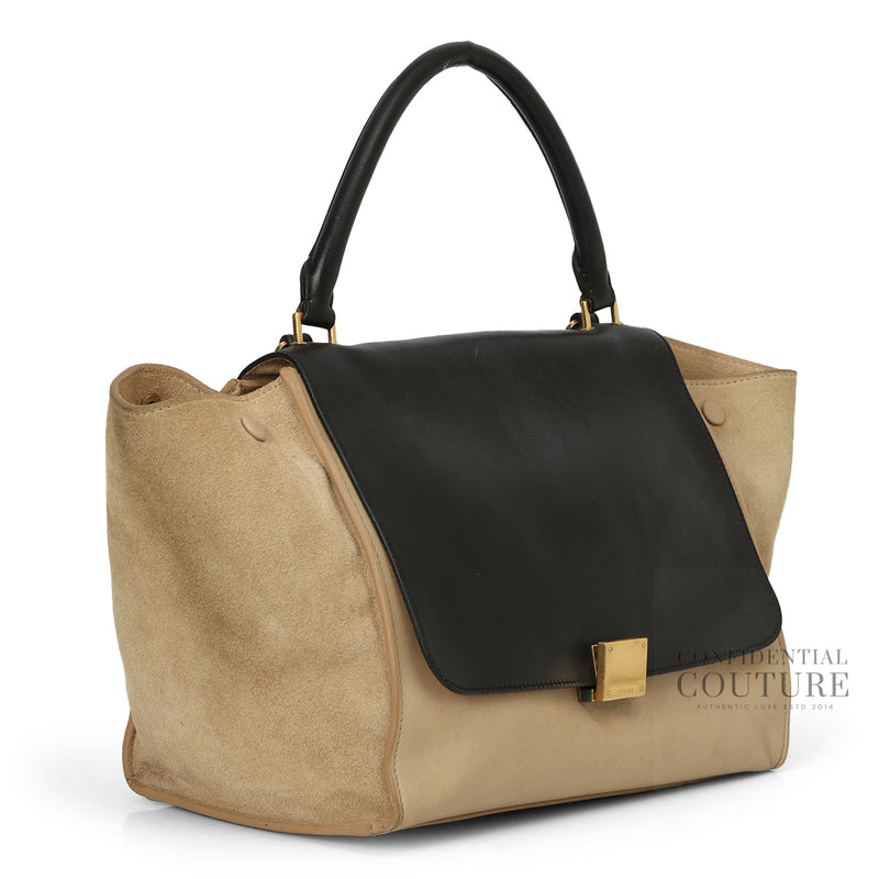 Women pre loved Celine Beige/Black Medium Trapeze Bag