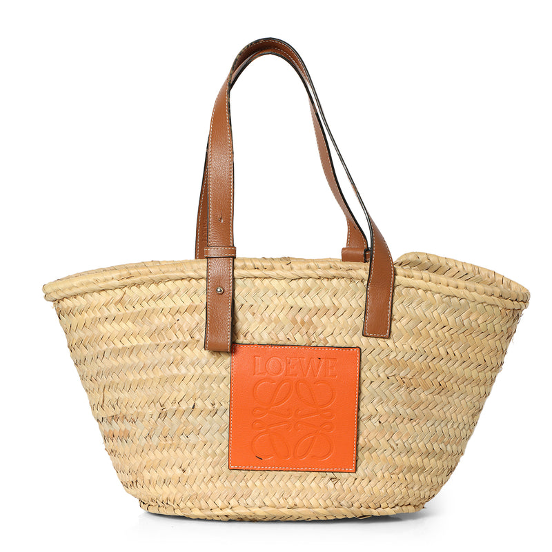 Pre-loved Loewe Raffia Beige Basket Medium Tote