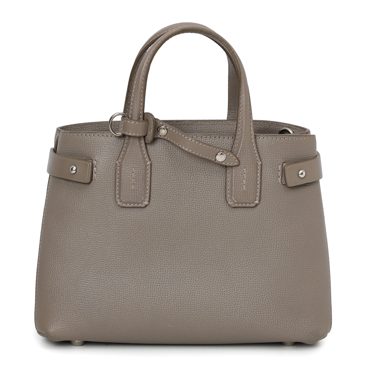 Grey Leather Small Banner Tote