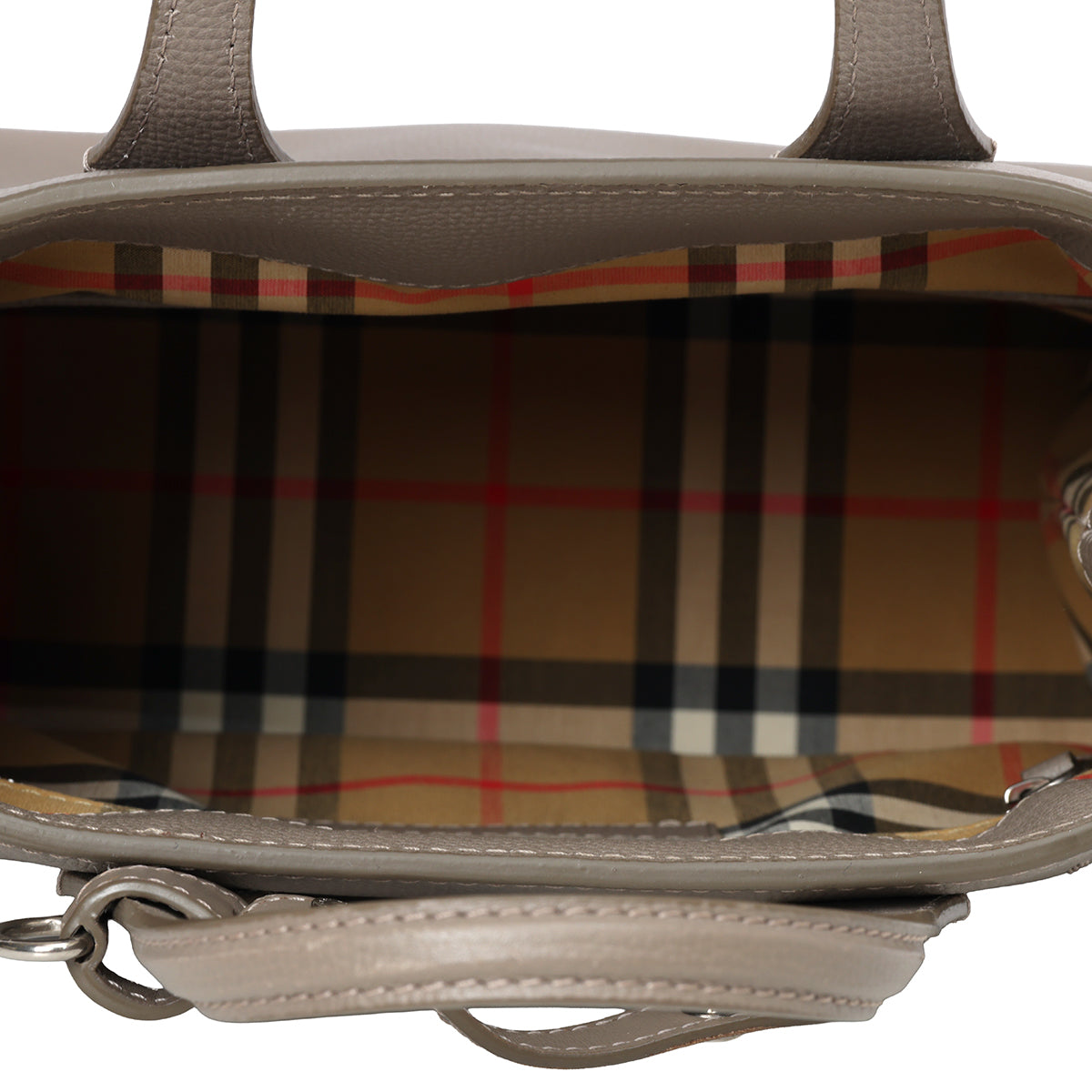 Grey Leather Small Banner Tote