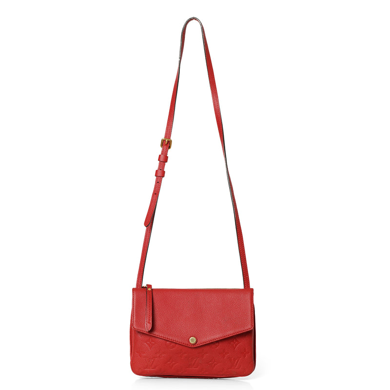 Pre loved Louis Vuitton Red Monogram Empreinte Leather Twice Bag