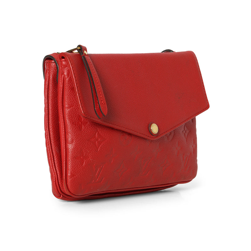 Women Louis Vuitton Red Monogram Empreinte Leather Twice Bag