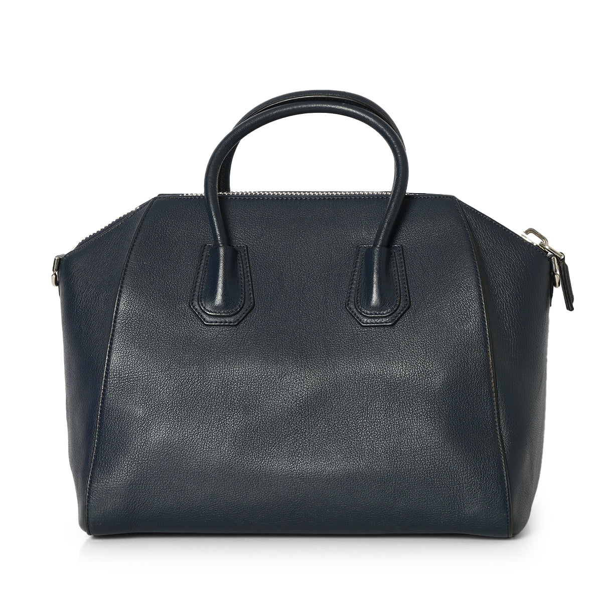 Navy Blue Sugar Goatskin Leather Medium Antigona Bag
