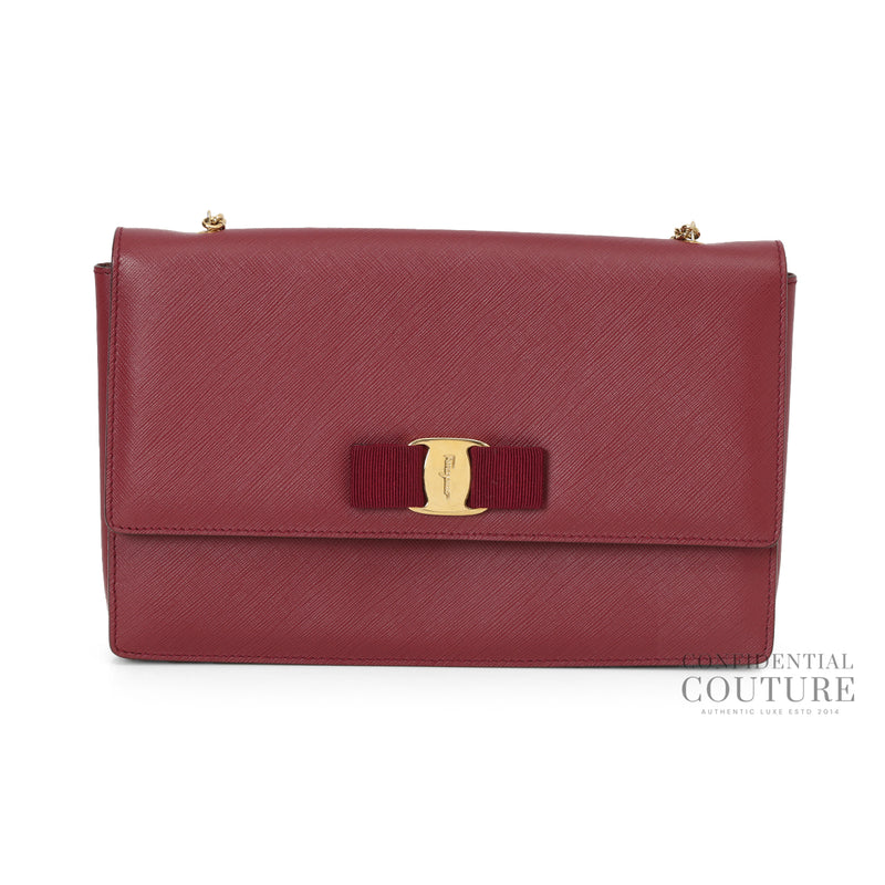 Salvatore Ferragamo Wine Ginny Vara Crossbody Bag