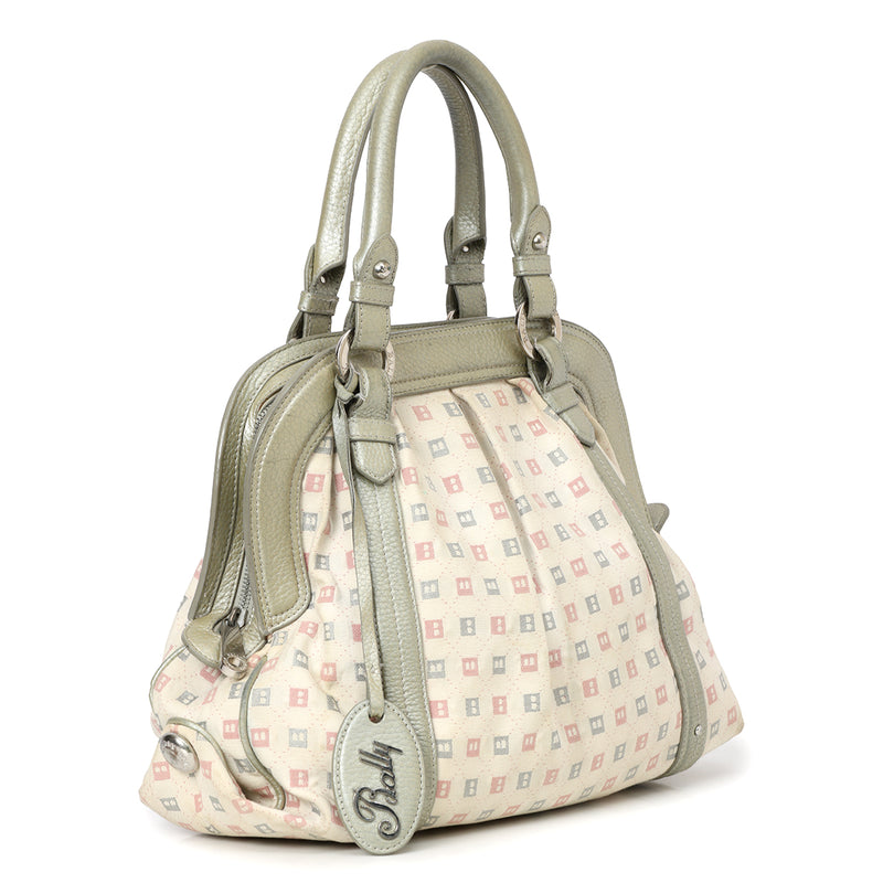 Bally white and grey canvas satchel bag sale