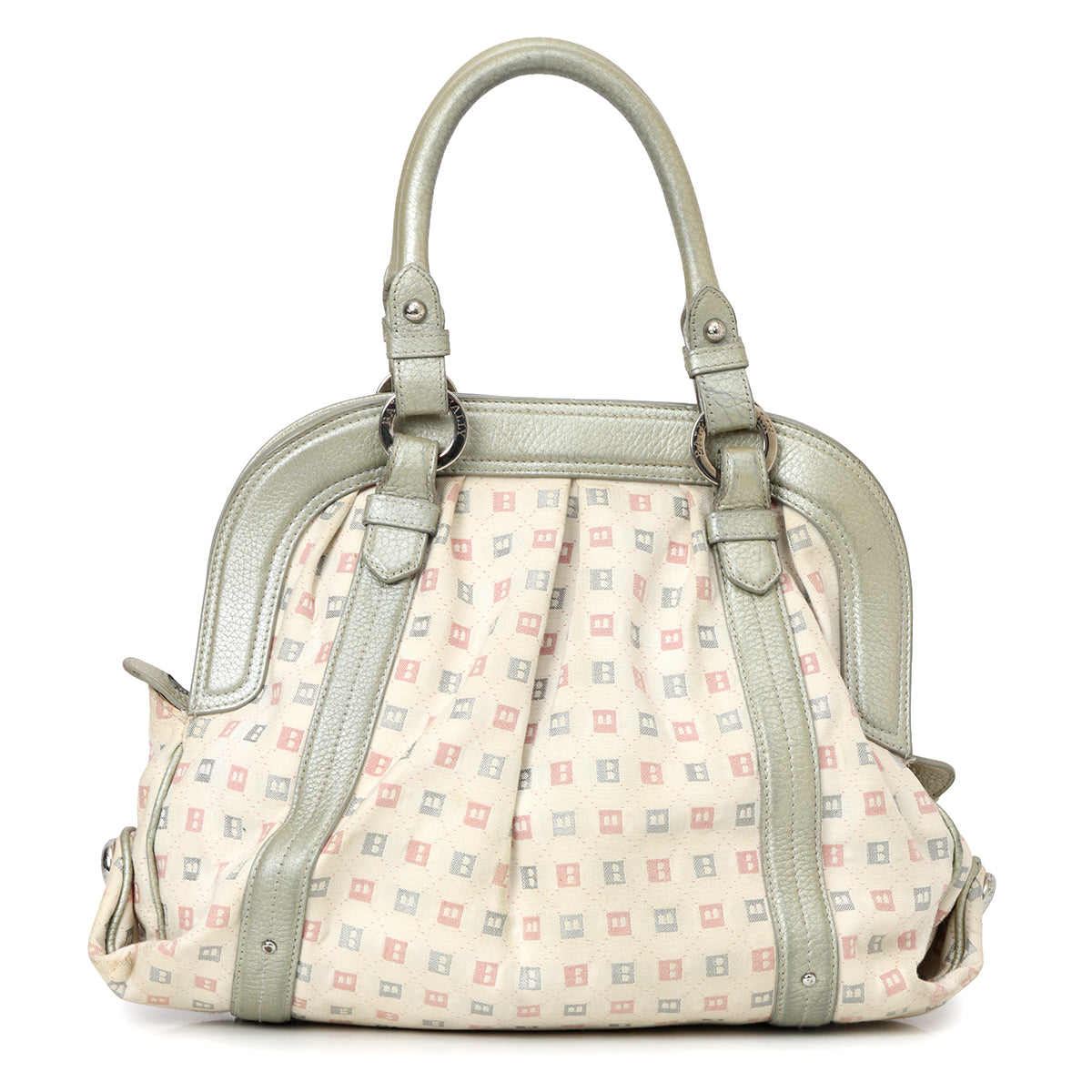 White And Grey Canvas Satchel Bag