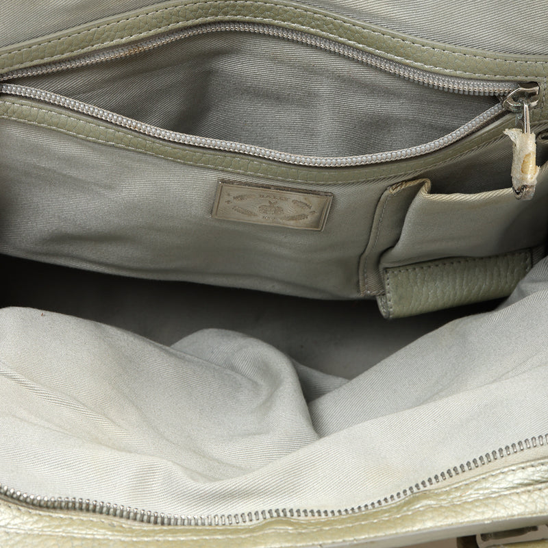 Women bally white and grey canvas satchel bag sale