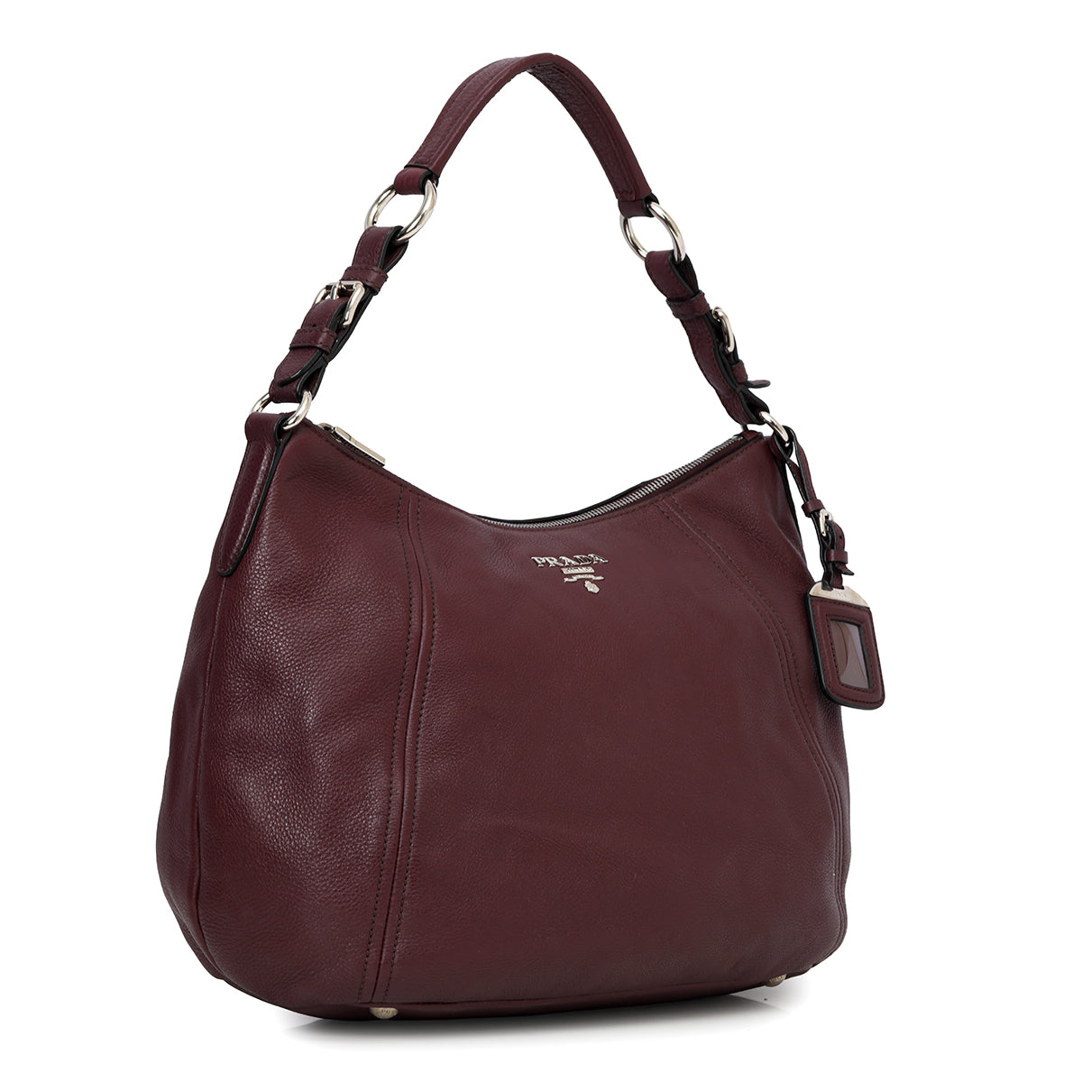 Wine Vitello Phenix Medium Leather Hobo Bag