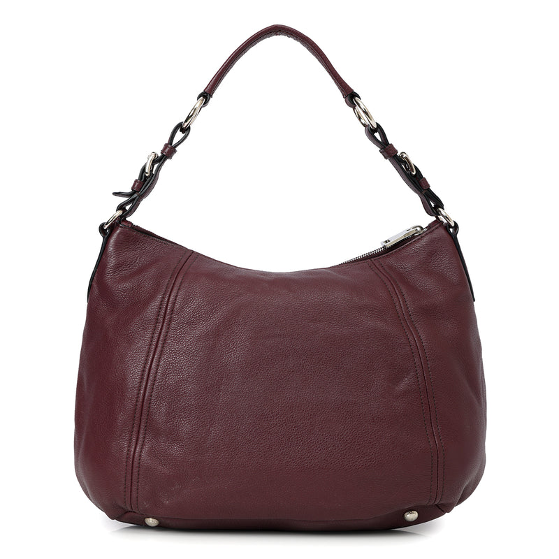 Wine Vitello Phenix Medium Leather Hobo Bag