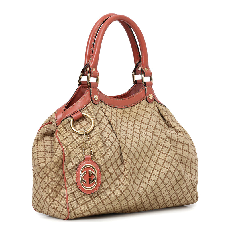 Gucci coral and beige sukey gg canvas medium tote price