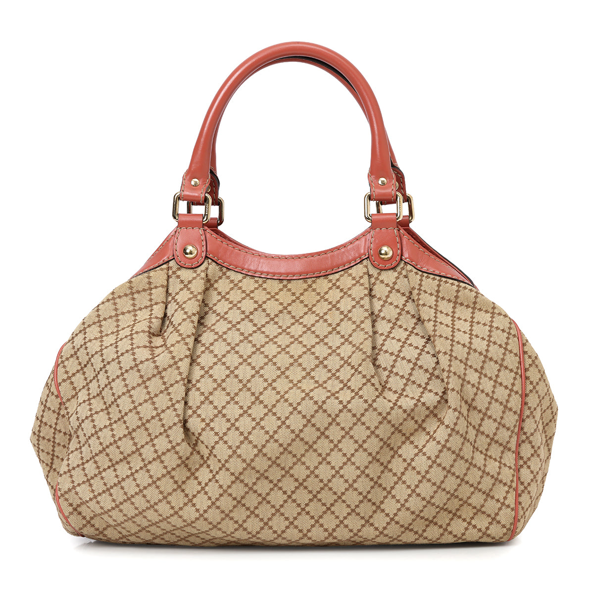 Coral And Beige Sukey GG Canvas Medium Tote