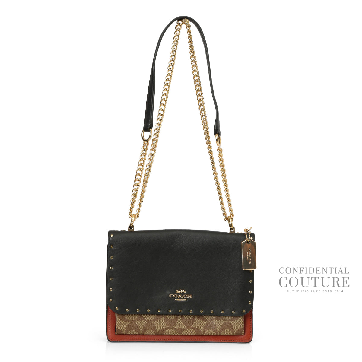Klare Black Medium Crossbody With Rivets