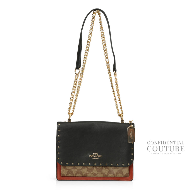 Pre loved burberry coach klare black medium crossbody with rivets price