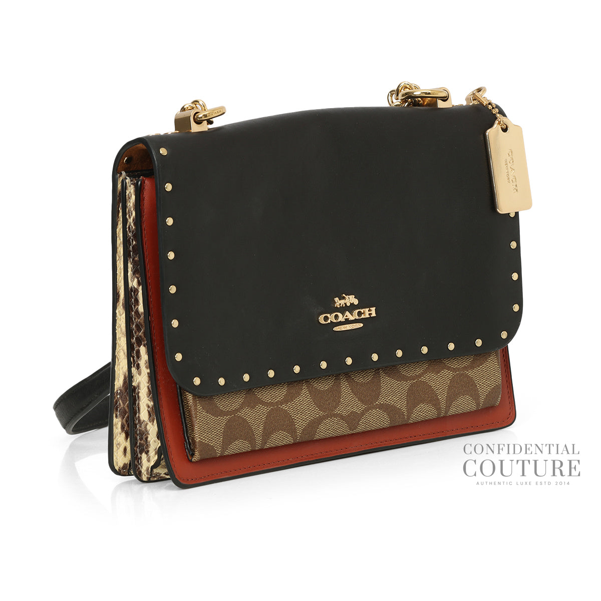 Klare Black Medium Crossbody With Rivets