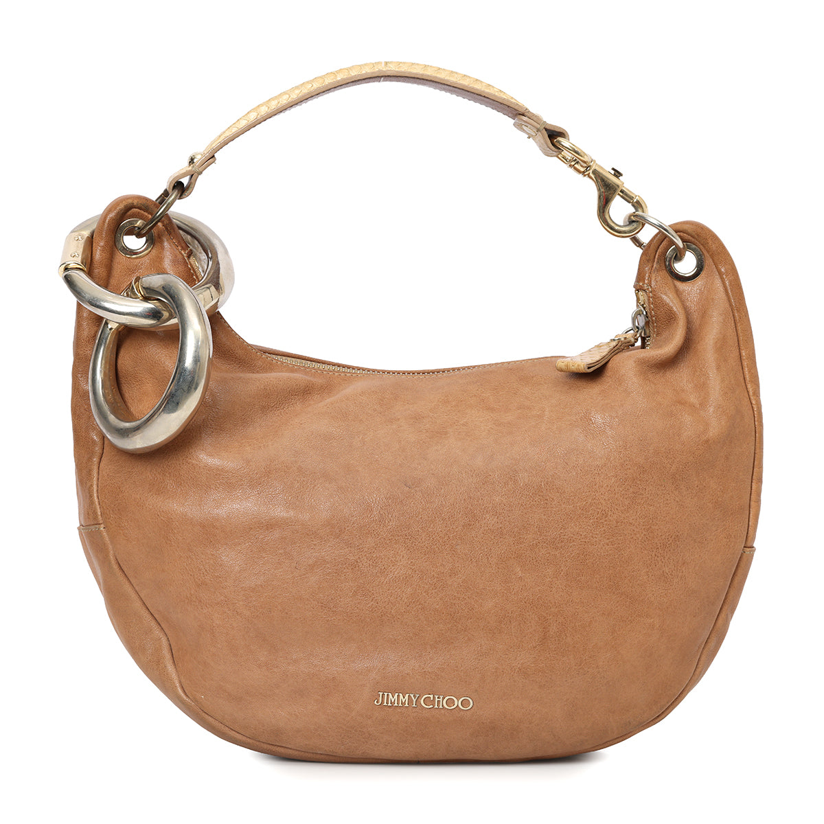 Tan Python Handle Sky Shoulder Bag