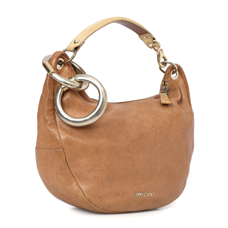 Jimmy choo tan python handle sky shoulder bag sale