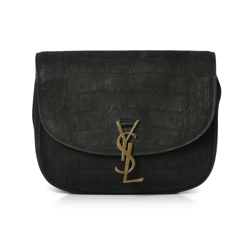 Black Crocodile Effect Nubuck Medium Kaia Bag