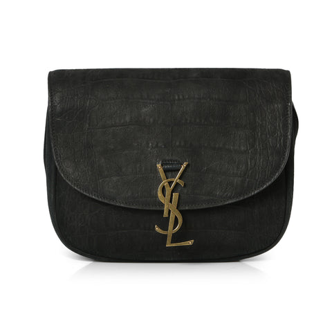Black Crocodile Effect Nubuck Medium Kaia Bag