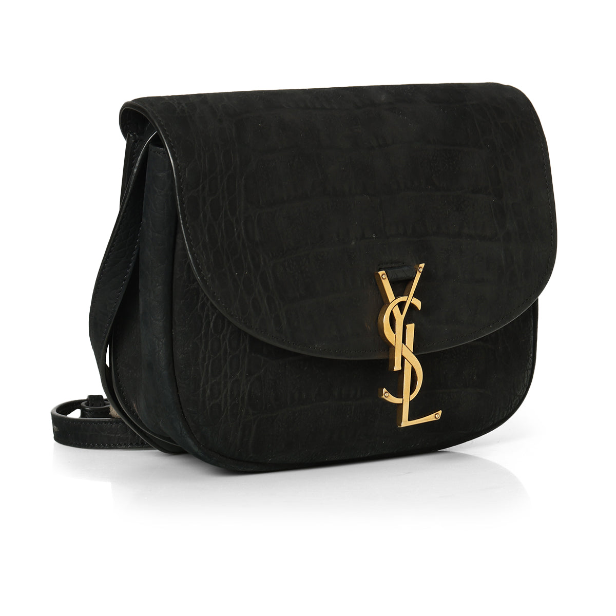 Black Crocodile Effect Nubuck Medium Kaia Bag