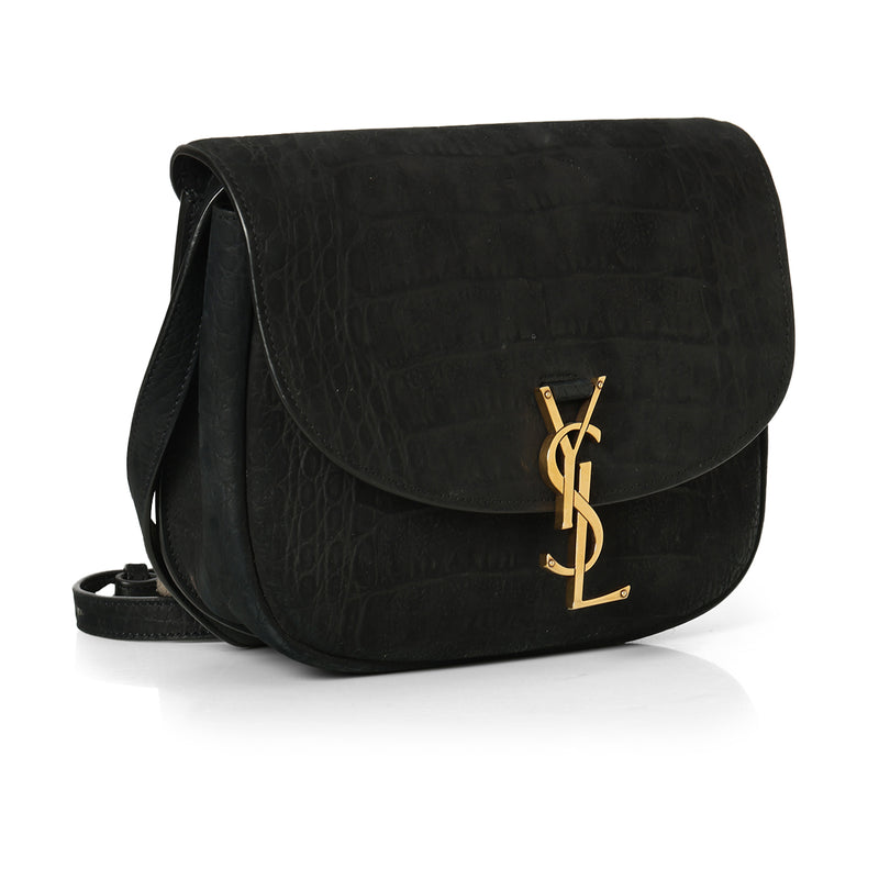 Black Crocodile Effect Nubuck Medium Kaia Bag