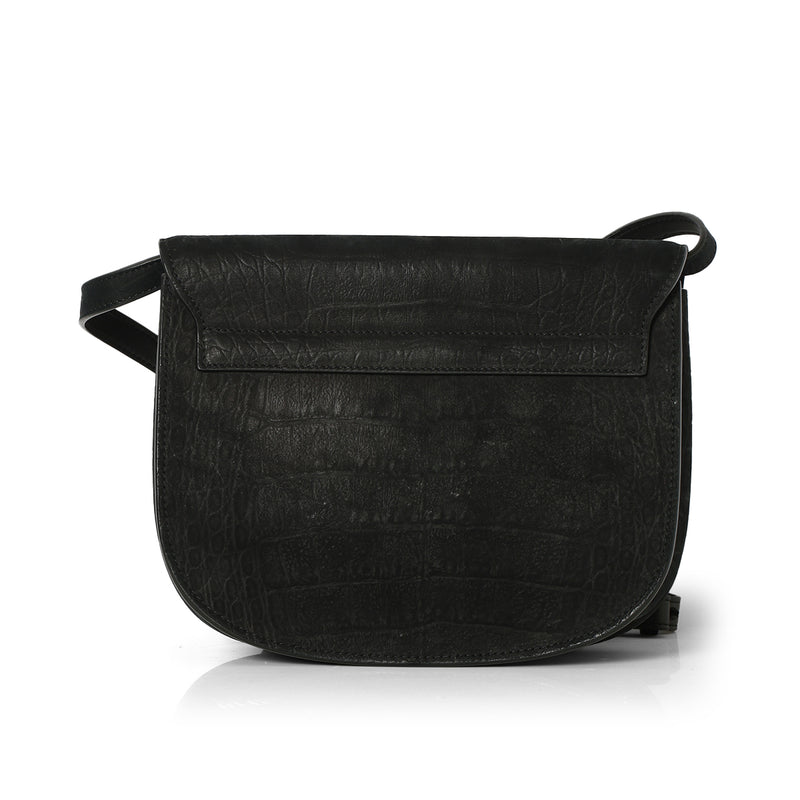 Black Crocodile Effect Nubuck Medium Kaia Bag