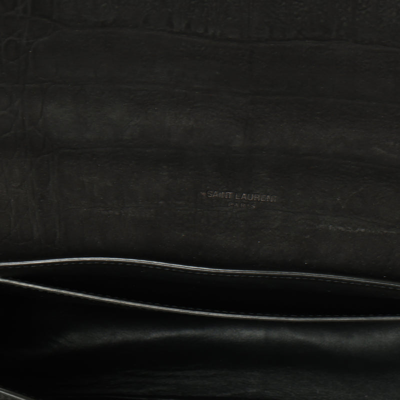 Black Crocodile Effect Nubuck Medium Kaia Bag
