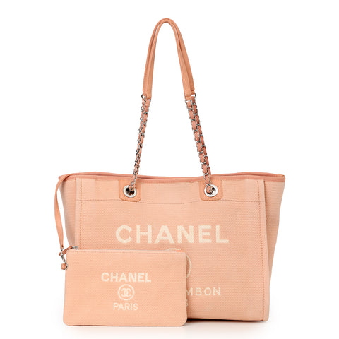Pink Canvas Small Deauville Tote