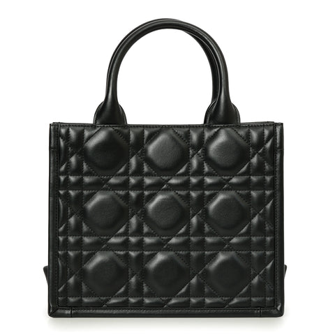 Black Small Microcannage Leather Book Tote