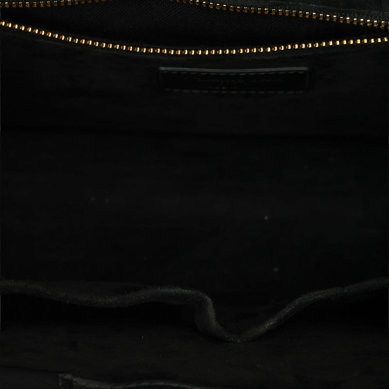 Black Small Microcannage Leather Book Tote