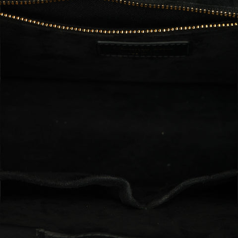 Black Small Microcannage Leather Book Tote