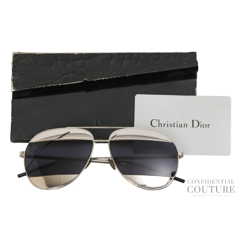 Aviator 010KU Silver Tone/ Dark Blue Sunglasses