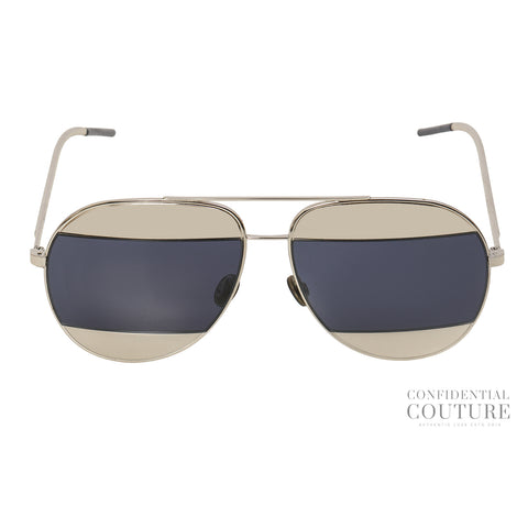 Aviator 010KU Silver Tone/ Dark Blue Sunglasses