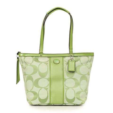 Green Monogram Canvas Tote