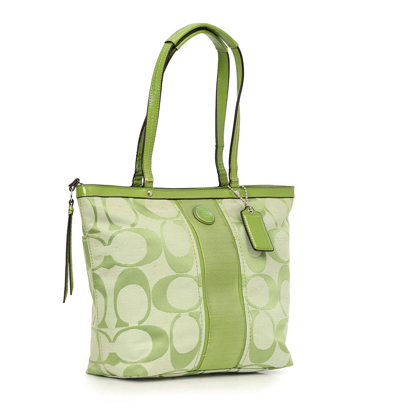 Green Monogram Canvas Tote